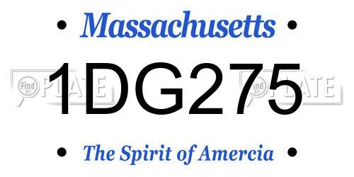 1DG275 Massachusetts License Plate
