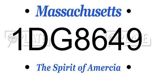 1DG8649 Massachusetts License Plate
