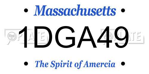 1DGA49 Massachusetts License Plate