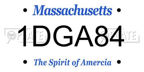 1DGA84 Massachusetts License Plate