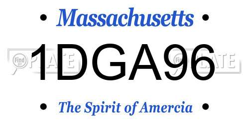 1DGA96 Massachusetts License Plate