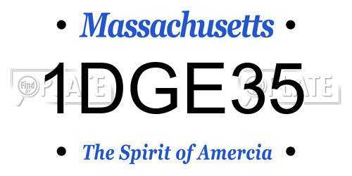 1DGE35 Massachusetts License Plate