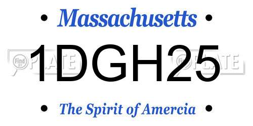 1DGH25 Massachusetts License Plate