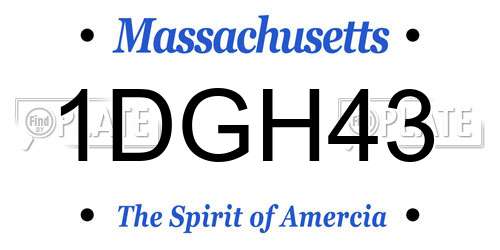 1DGH43 Massachusetts License Plate