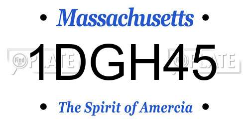 1DGH45 Massachusetts License Plate
