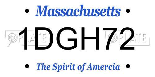 1DGH72 Massachusetts License Plate