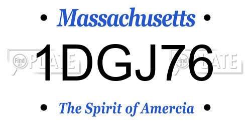 1DGJ76 Massachusetts License Plate