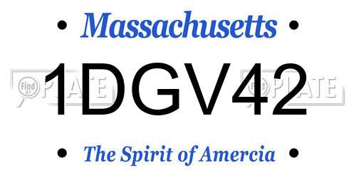 1DGV42 Massachusetts License Plate