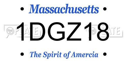 1DGZ18 Massachusetts License Plate