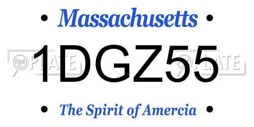 1DGZ55 Massachusetts License Plate