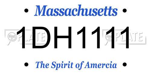 1DH1111 Massachusetts License Plate