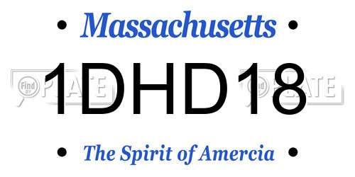 1DHD18 Massachusetts License Plate