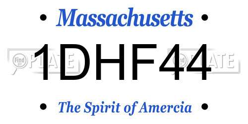 1DHF44 Massachusetts License Plate
