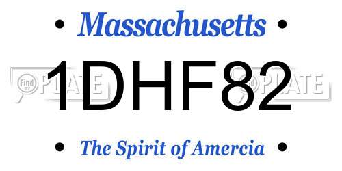 1DHF82 Massachusetts License Plate