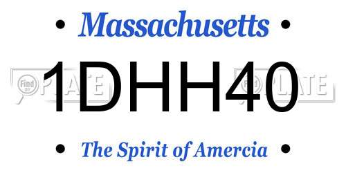 1DHH40 Massachusetts License Plate