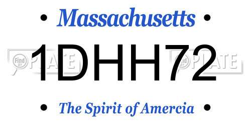 1DHH72 Massachusetts License Plate