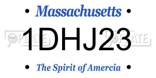 1DHJ23 Massachusetts License Plate