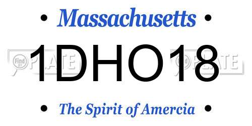 1DHO18 Massachusetts License Plate