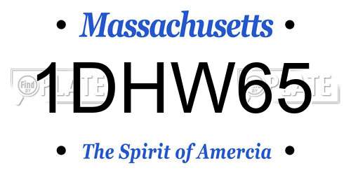 1DHW65 Massachusetts License Plate
