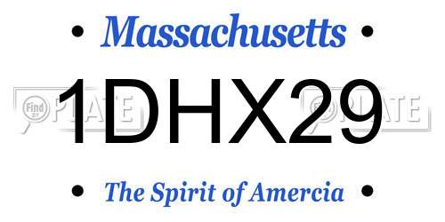 1DHX29 Massachusetts License Plate