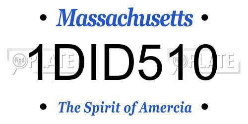 1DID510 Massachusetts License Plate