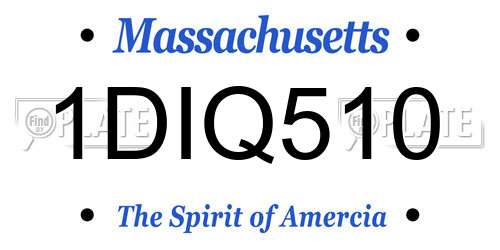 1DIQ510 Massachusetts License Plate