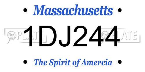 1DJ244 Massachusetts License Plate