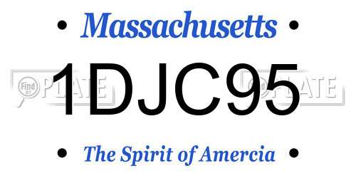 1DJC95 Massachusetts License Plate