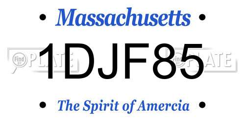 1DJF85 Massachusetts License Plate