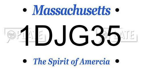 1DJG35 Massachusetts License Plate