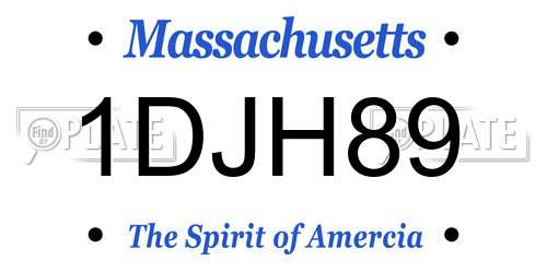 1DJH89 Massachusetts License Plate