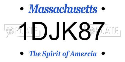 1DJK87 Massachusetts License Plate
