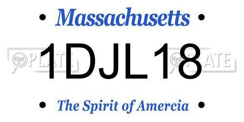 1DJL18 Massachusetts License Plate