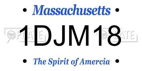 1DJM18 Massachusetts License Plate