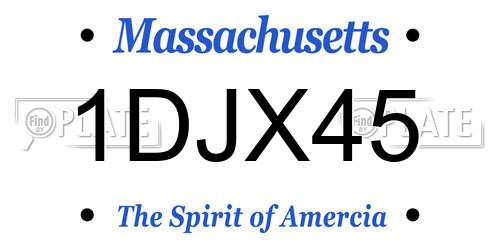 1DJX45 Massachusetts License Plate