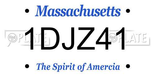 1DJZ41 Massachusetts License Plate