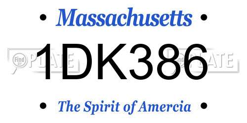 1DK386 Massachusetts License Plate