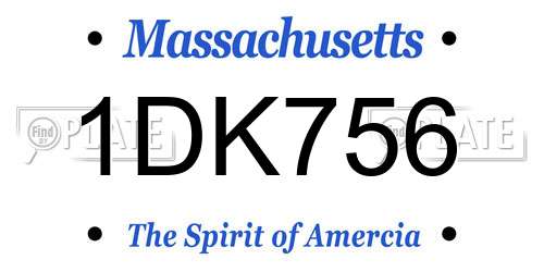 1DK756 Massachusetts License Plate