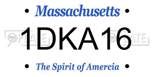 1DKA16 Massachusetts License Plate