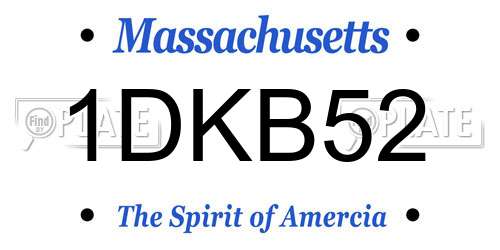 1DKB52 Massachusetts License Plate