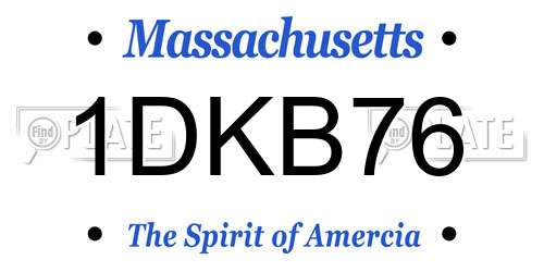 1DKB76 Massachusetts License Plate