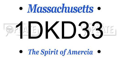 1DKD33 Massachusetts License Plate