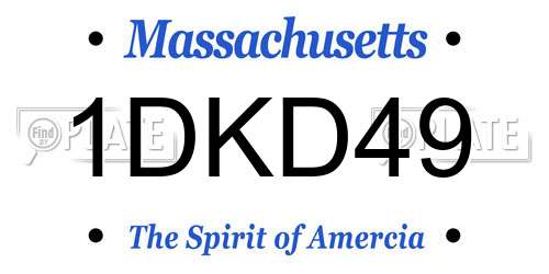 1DKD49 Massachusetts License Plate