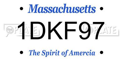 1DKF97 Massachusetts License Plate