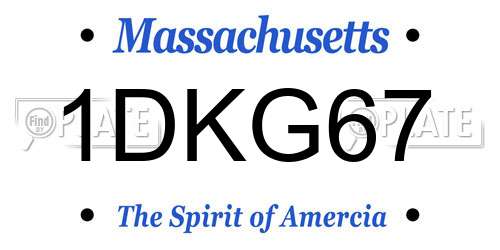 1DKG67 Massachusetts License Plate