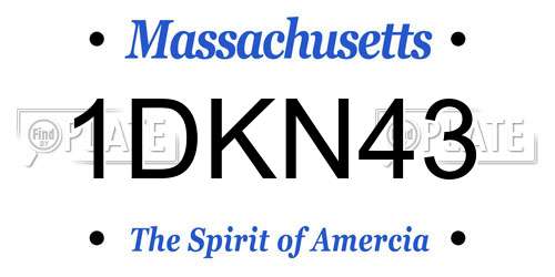 1DKN43 Massachusetts License Plate