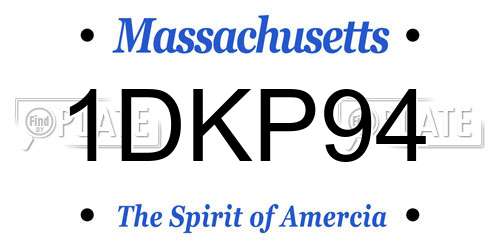 1DKP94 Massachusetts License Plate