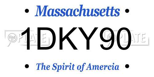1DKY90 Massachusetts License Plate