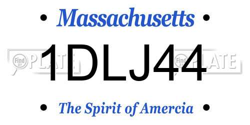 1DLJ44 Massachusetts License Plate