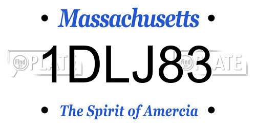 1DLJ83 Massachusetts License Plate